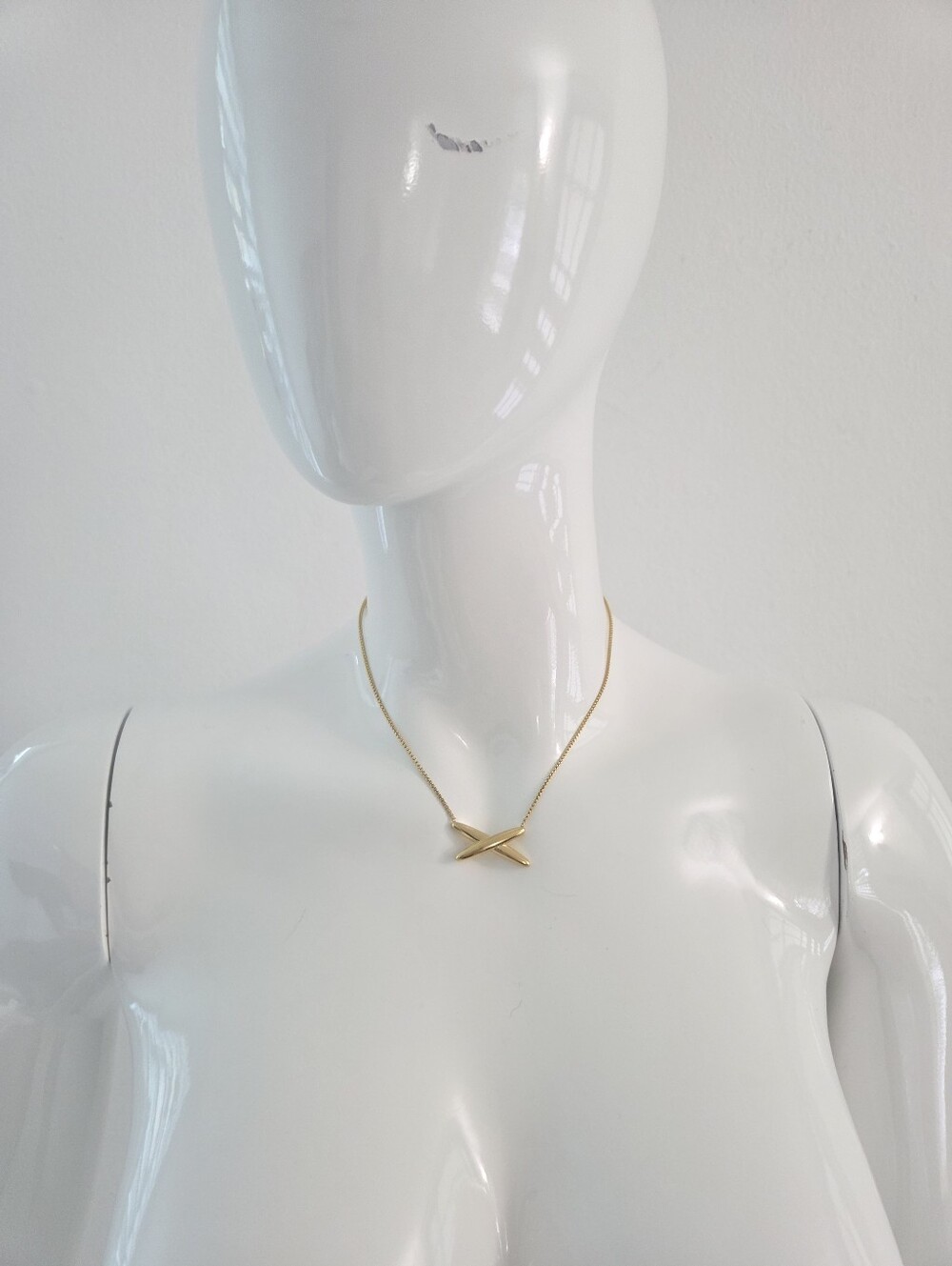 Gold Crisscross X Pendant Necklace Dainty Minimalist Chain Jewelry - Picture 12 of 16
